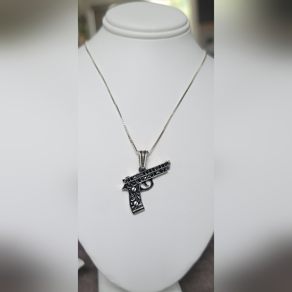 Sterling Silver Gun Necklace